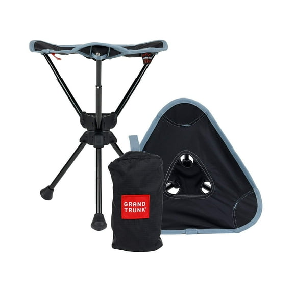 Grand Trunk Compass 360 UC Swivel Stool – Ultra-Compact 360° Rotating Tripod Seat, 15" Height, 260 lb Capacity, Packs to 7.5" for Camping, Hiking & Travel