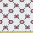 thumbnail image 1 of Ambesonne Compass Fabric by the Yard Upholstery, Diamond Windrose Leaf, 3 Yards, Dark Blue Dark Coral, 1 of 4