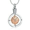 thumbnail image 1 of Compass Urn Necklace for Ashes for Human Stainless Steel Cremation Jewelry Memorial Necklace for Loved Ones Ashes, 1 of 5