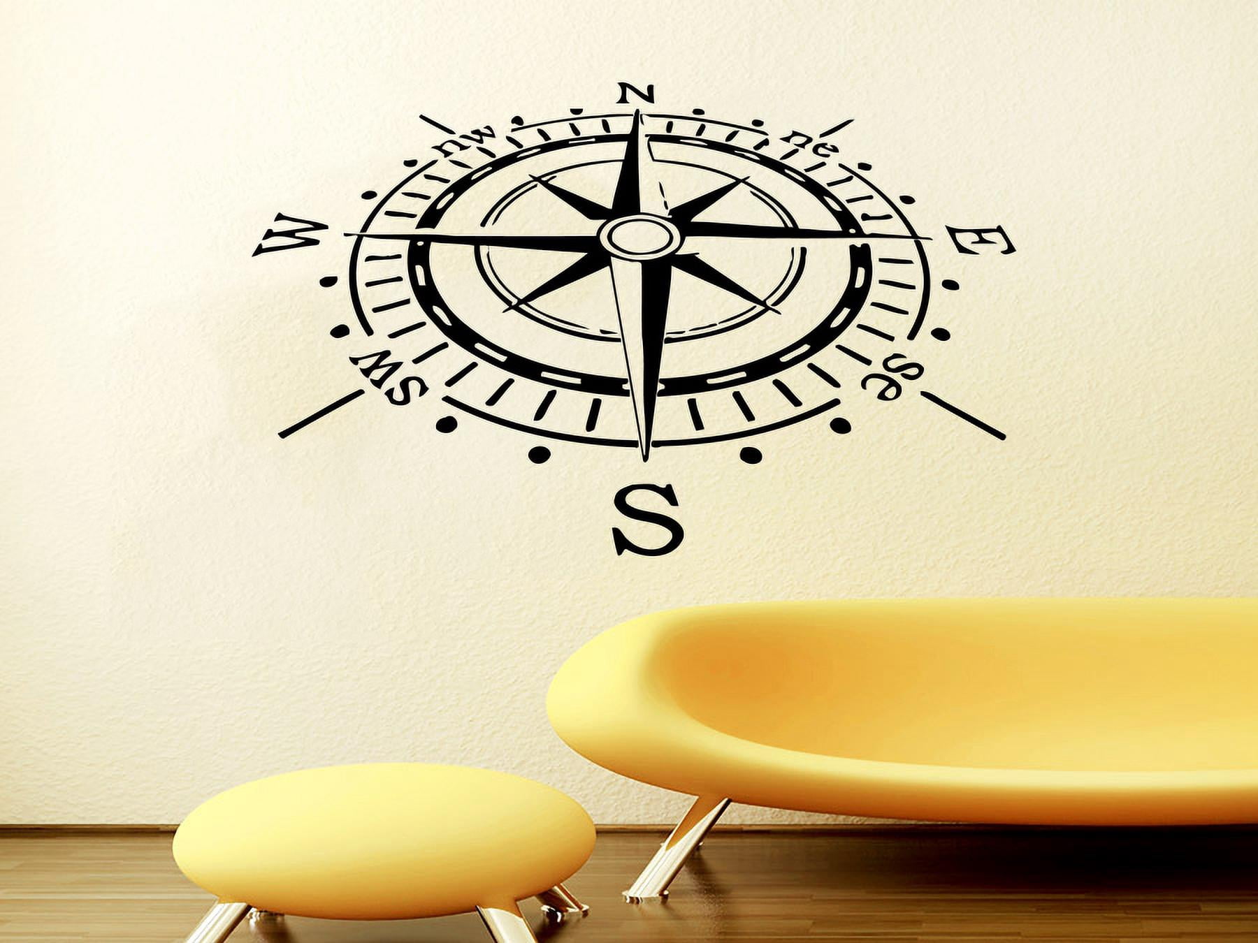 Compass Wall Decal Compass Rose Nautical Vinyl Sticker Sea Decor ...