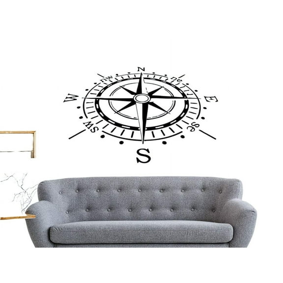 Compass Wall Decal Nautical Compass Rose Navigate Vinyl Sticker Decals Art Home Decor Wall Decal Living Room Bedroom Ship Ocean Sea