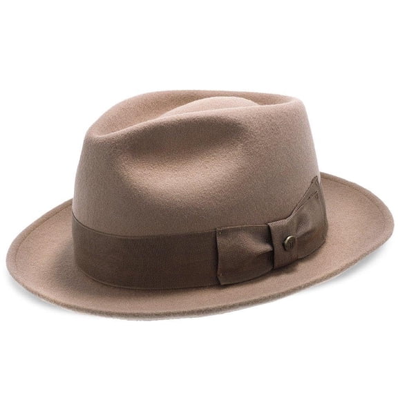 Walrus Hats Compass Camel Diamond Crown Fedora – 100% Australian Wool Felt Hat with Grosgrain Band & Walrus Logo Pin – Stylish Unisex Fedora