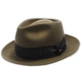 thumbnail image 1 of Walrus Hats Compass Olive Diamond Crown Fedora – 100% Australian Wool Felt Hat with Grosgrain Band & Walrus Logo Pin – Stylish Unisex Fedora, 1 of 6