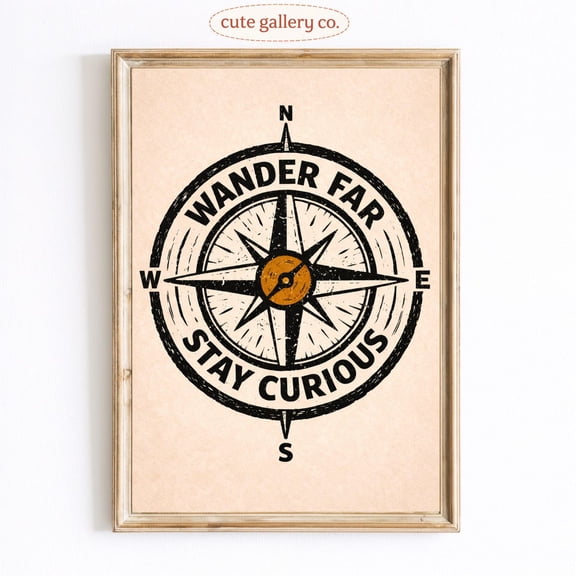 Compass Wander Travel Quote Wall Art Home Decor Unframed Paper Print