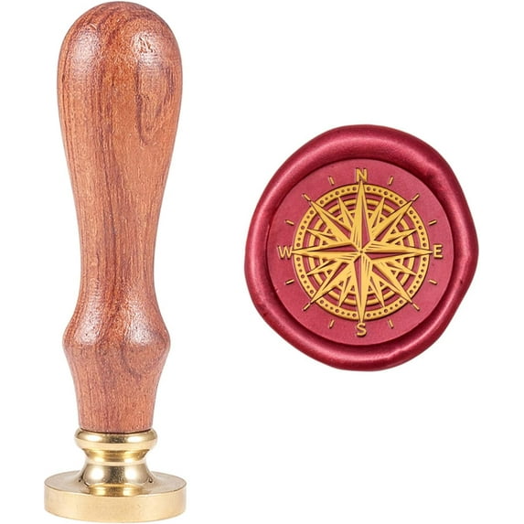 Compass Wax Seal Stamp Vintage Retro Sealing Stamp Wax Stamp for Embellishment of Envelopes Christmas Wedding Party Invitation Wine Packages Gift Packing Letters Sealing diy Golden