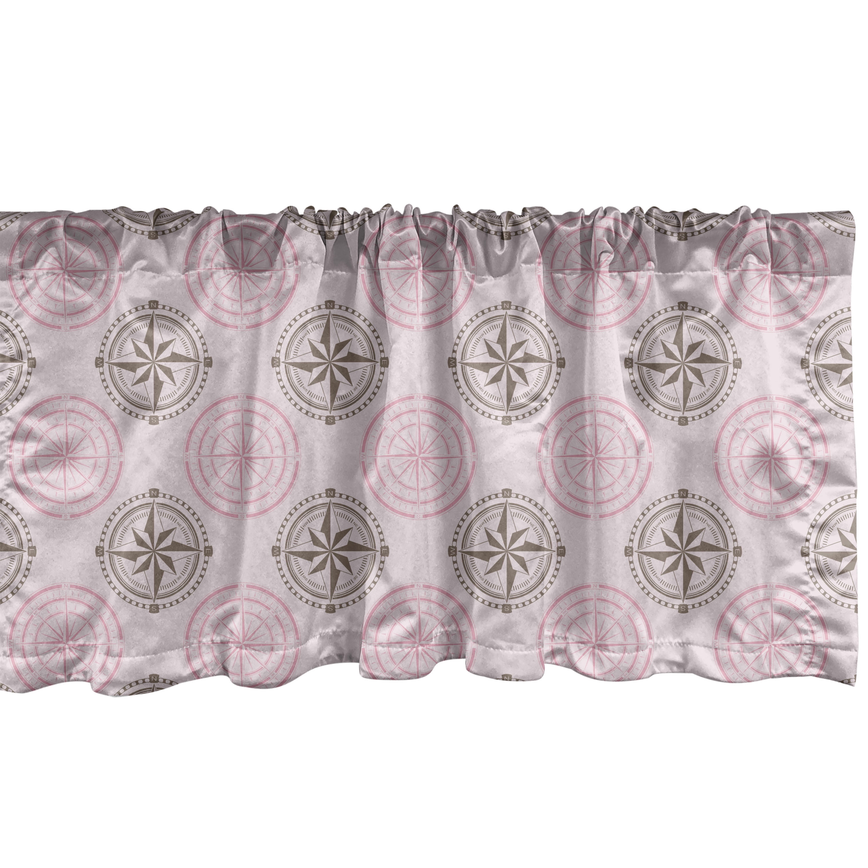 Compass Window Valance Pack of 2, Continuous Pattern with Windroses and