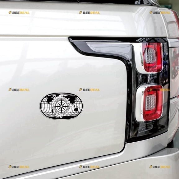 Compass World Map 4X4 Off Road Car Magnet Sticker Magnetic Decal - 2 Pack Reflective 5" - Reusable Fit For Chevy Jeep Ford Subaru