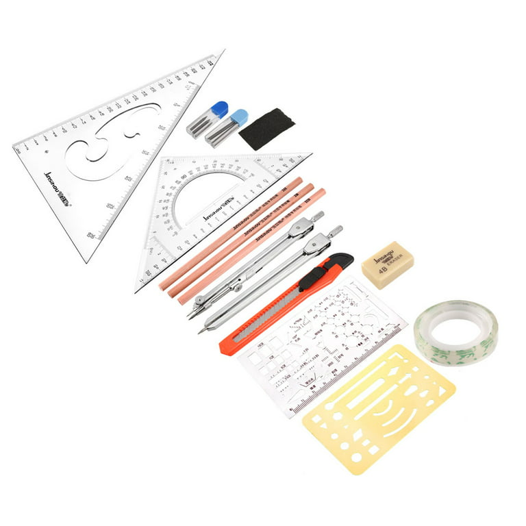 Compass and Geometry Kit Drawing Drafting Tools Set for Drawing Engineering  Drafting (16 Pack)