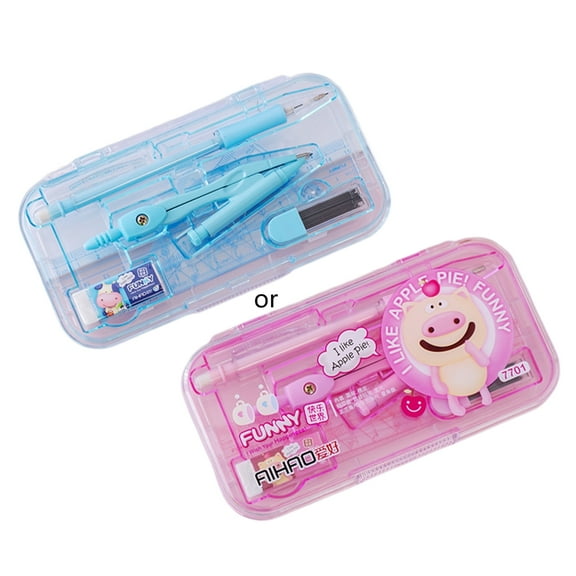 Compass for Geometry Drawing Tools-Kits Protractor and Compass Rulers Eraser Mechanical Pencil Geometry-Kit for Students