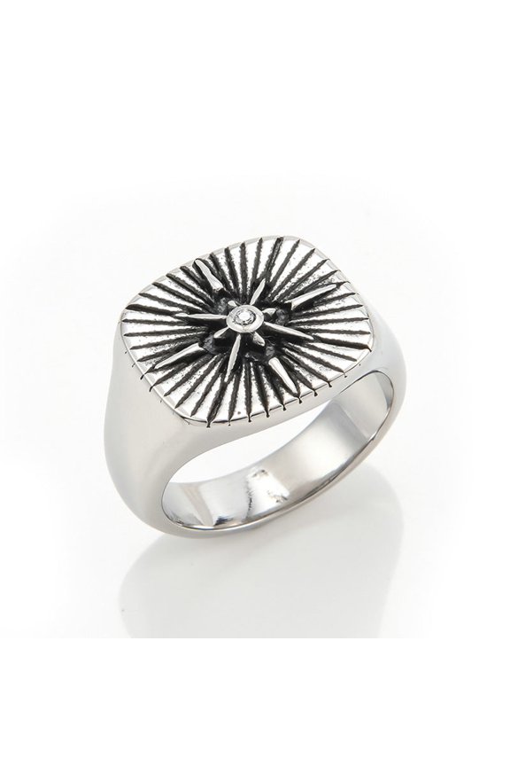Compass logo titanium steel ring
