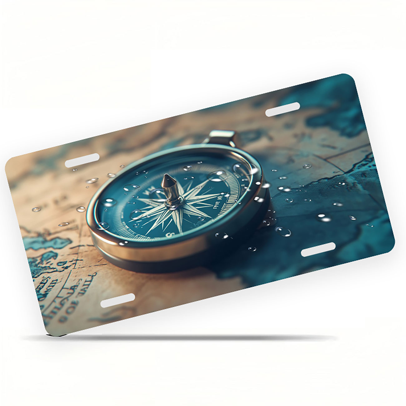 Compass License Compass on Map Funny Personalized License Plate Rust-proof Stainless ...