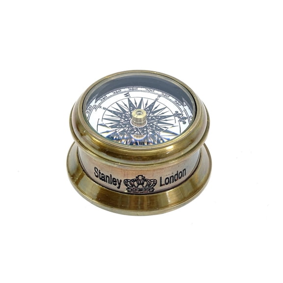 Compass with compass rose and glass lid in solid brass and your desired engraving - Tin compass antique look