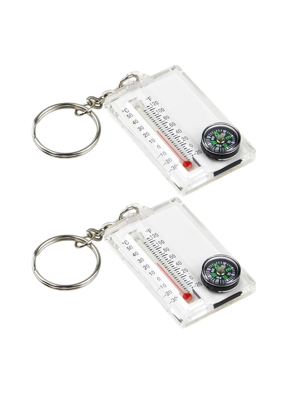 Compasses Pendant Thermometers Keychain Pocket Sized Compasses Keyring Guiding Compasses Thermometers Keyring For Hiking