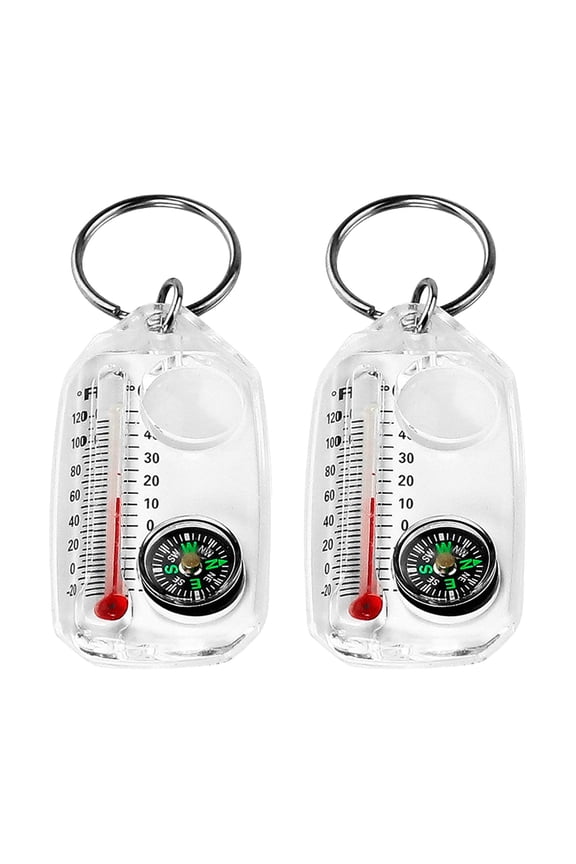 Compasses Pendant Thermometers Keychain Pocket Sized Compasses Keyring Guiding Compasses Thermometers Keyring For Hiking