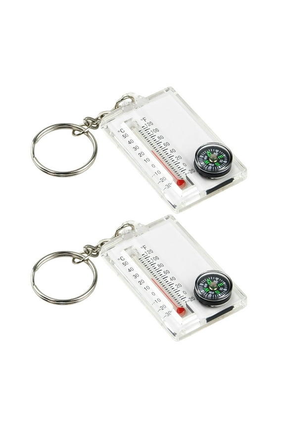Compasses Pendant Thermometers Keychain Pocket Sized Compasses Keyring Guiding Compasses Thermometers Keyring For Hiking