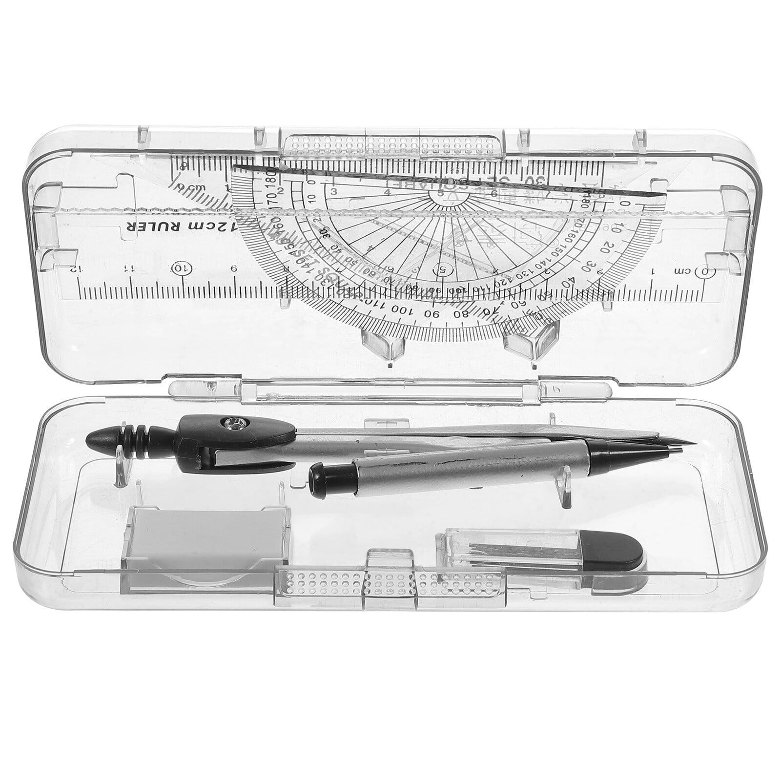 Compasses Set Geometry Drawing Tool with Protractor Divider Ruler