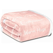 Compassion Blanket - Strength Courage Super Soft Warm Hugs, Get Well Gift Blanket Plush Healing Thoughts Positive Energy Love & Hope with Fluffy Comfort (50"x 65" Dusty Pink)