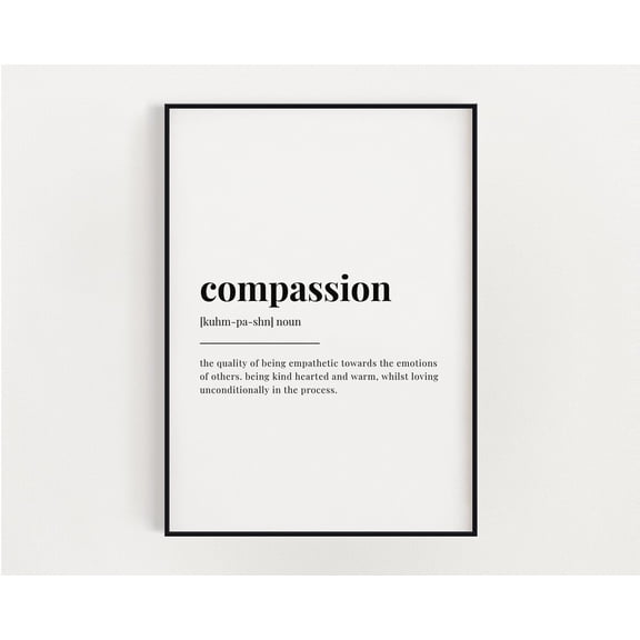 Compassion Definition Print, Motivational Wall Art, Definition Print, Quote Prints, Typography Print, Art Print, Inspirational Wall Art Home Decor #3646, Stretched Canvas Size 16x24