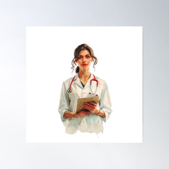 Compassionate Healer’S Steadfast Gaze Poster Wall Art, Modern Wall Decor, 24x24 UNFRAMED