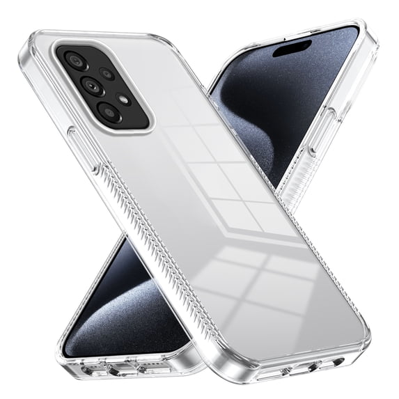 Compatiable with Samsung Galaxy A13 4G Case Clear, Transparent Crystal Shockproof Phone Case, Slim Anti-Scratch Hard PC + Soft TPU Back Protective Cover Bumper Non-Slip Design, Clear