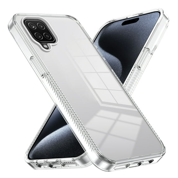 Compatiable with Samsung Galaxy A22 4G Case Clear, Transparent Crystal Shockproof Phone Case, Slim Anti-Scratch Hard PC + Soft TPU Back Protective Cover Bumper Non-Slip Design, Clear