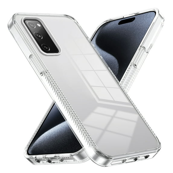 Compatiable with Samsung Galaxy S20 FE Case Clear, Transparent Crystal Shockproof Phone Case, Slim Anti-Scratch Hard PC + Soft TPU Back Protective Cover Bumper Non-Slip Design, Clear