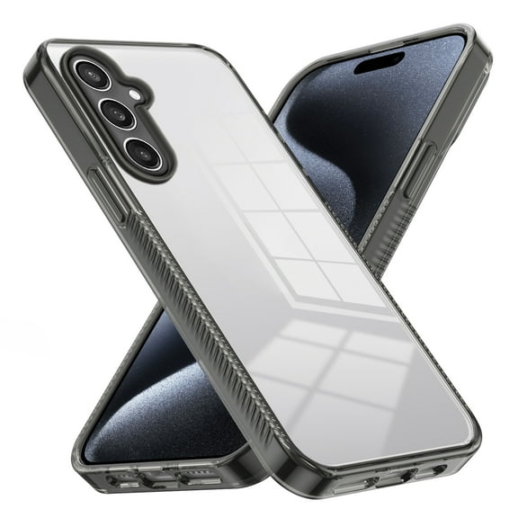 Compatiable with Samsung Galaxy S23 FE Case Clear, Transparent Crystal Shockproof Phone Case, Slim Anti-Scratch Hard PC + Soft TPU Back Protective Cover Bumper Non-Slip Design, Black