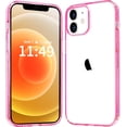 thumbnail image 1 of Compatiable with iPhone 12 Case and 12 Pro Case Clear, Transparent Shockproof Phone Case, Slim Anti-Scratch Hard PC Back Protective Cover Bumper, Transparent Pink, 1 of 14
