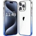 thumbnail image 1 of Compatiable with iPhone 15 Pro Max Case Clear, Transparent Shockproof Phone Case, Slim Anti-Scratch Hard PC Back Protective Cover Bumper, Gradient Blue, 1 of 12