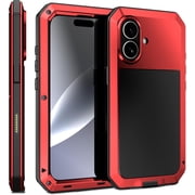 Compatiable with iPhone 17 Case,360 Full Body Protective Cover Heavy Duty Shockproof [Tough Armour] Aluminum Alloy Metal Case with Silicone Built-in Screen Protector