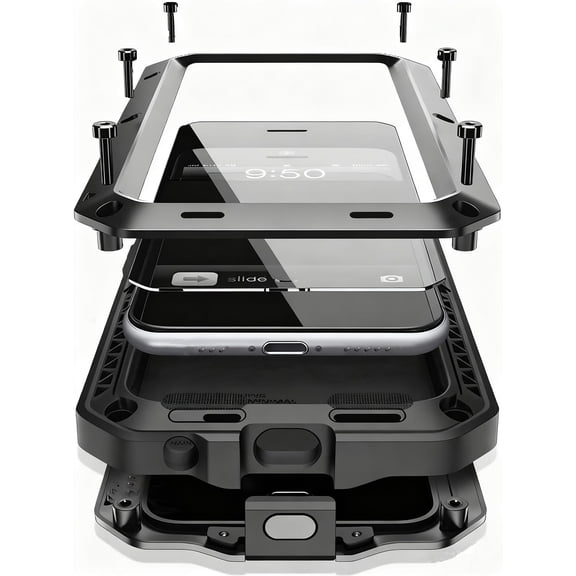 Compatiable with iPhone 17 Pro Max Case,360 Full Body Protective Cover Heavy Duty Shockproof [Tough Armour] Aluminum Alloy Metal Case with Silicone Built-in Screen Protector