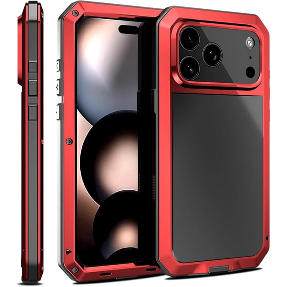 Compatiable with iPhone 18 Pro Max Case,360 Full Body Protective Cover Heavy Duty Shockproof [Tough Armour] Aluminum Alloy Metal Case with Silicone Built-in Screen Protector