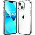 thumbnail image 1 of Compatiable with iPhone 13 Case Clear, Transparent Shockproof Phone Case, Slim Anti-Scratch Hard PC Back Protective Cover Bumper, Gradient Black, 1 of 13