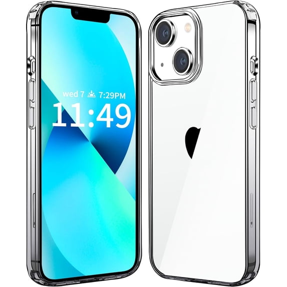 Compatiable with iPhone 13 Case Clear, Transparent Shockproof Phone Case, Slim Anti-Scratch Hard PC Back Protective Cover Bumper, Gradient Black