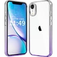 thumbnail image 1 of Compatiable with iPhone XR Case Clear, Transparent Shockproof Phone Case, Slim Anti-Scratch Hard PC Back Protective Cover Bumper, Gradient Purple, 1 of 12