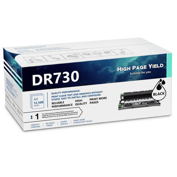 Compatible 1 Pack DR-730 DR730 High Yield Black Drum Unit Replacement for Brother MFC-L2750DW MFC-L2710DW HL-L2390DW DCP-L2550DW HL-L2350DW MFC-L2750DWXL HL-L2370DW/DWXL Printer