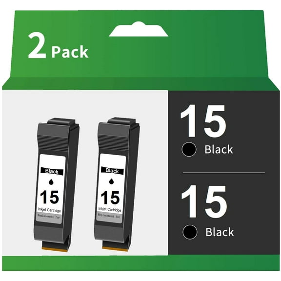 Compatible 15 Black Ink Cartridge High Yield Replacement for HP 810 812 812C 840 841C 842C 843 845 845C 920 920C 940 940C 940Cvr Printer (2 Pack)
