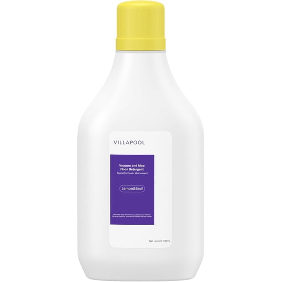 Compatible with /2 robot vacuums and mopping combination floor cleaning solution, lemon and basil scent low suds deep cleaning floor cleaner, pet and child safe, 930 milliliters