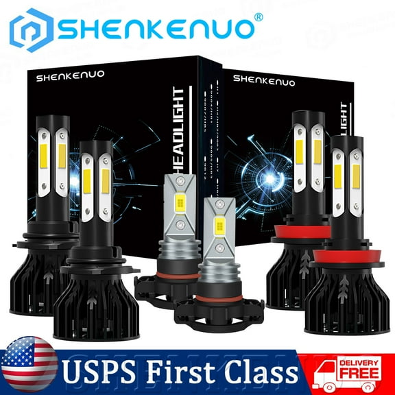 Compatible for 2007-2013 2014 2015 Chevy Silverado 1500 2500 LED Headlight Bulbs High and Low Beam Fog Light, Combo 9005 HB3 H11 H9 5202 2504 LED Bulbs Kit, Pack of 6