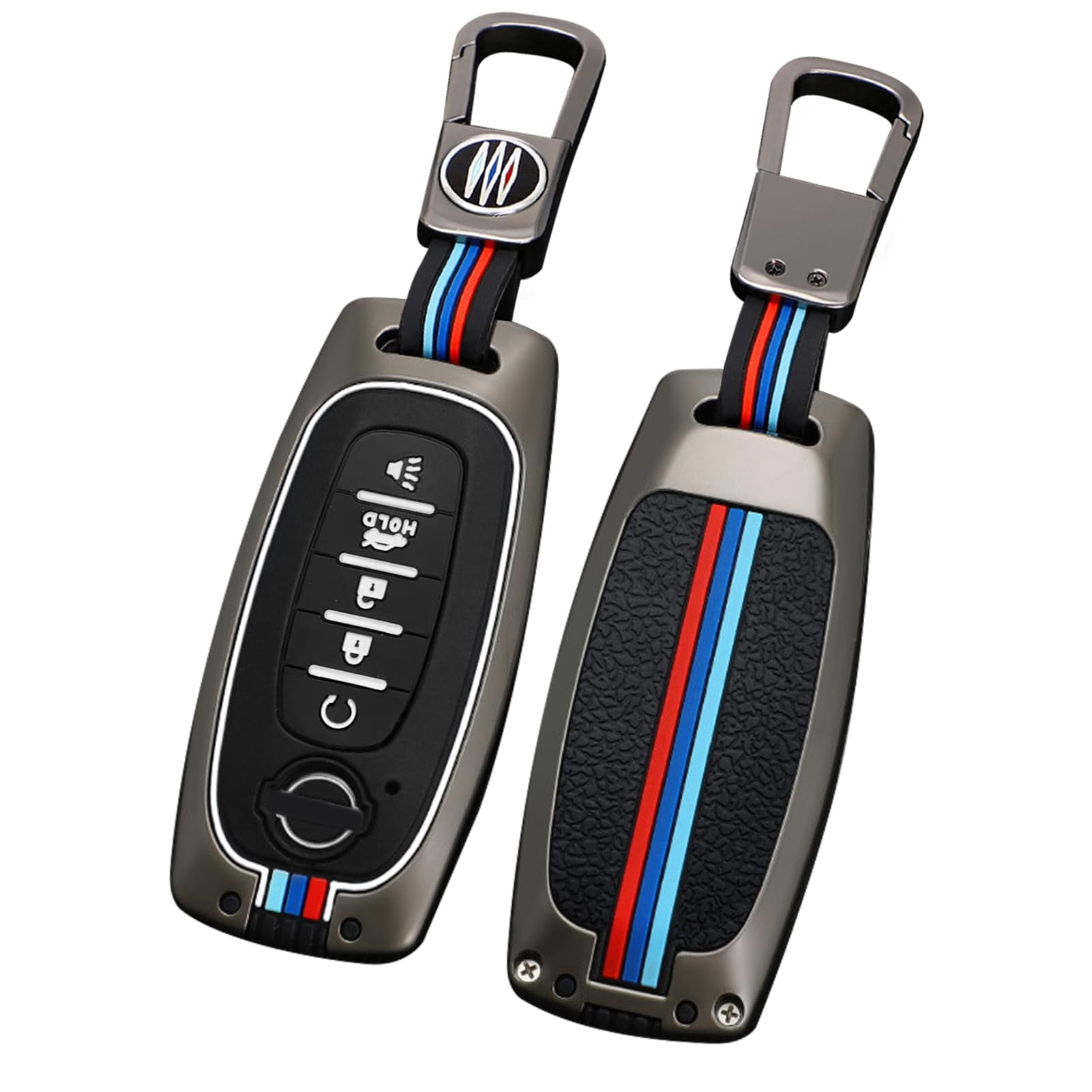 Compatible with 2023 2024 2025 Nissan Rouge Pathfinder Key Fob Cover 5 Buttons,2025 Murano Armada Key Fob Cover,2024 2025 Sentra Key Fob Case,Metal Shell & Soft Silicone Protection
