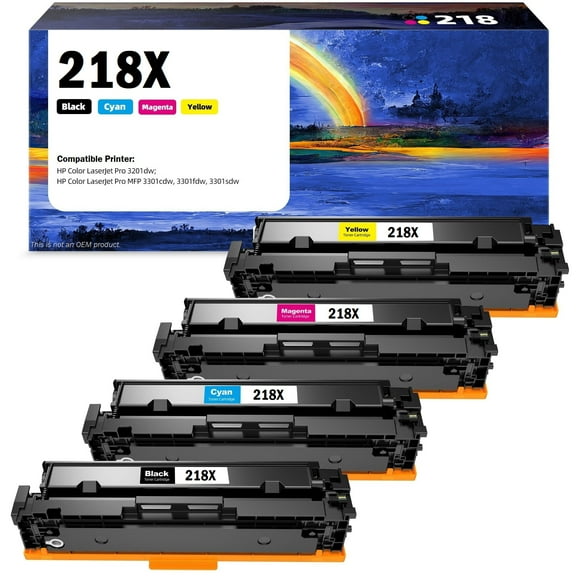 Compatible 218X 218 X High-Yield Toner Cartridge Replacement for MFP 3301 3301fdw 3201dw Printers (4 Pack)