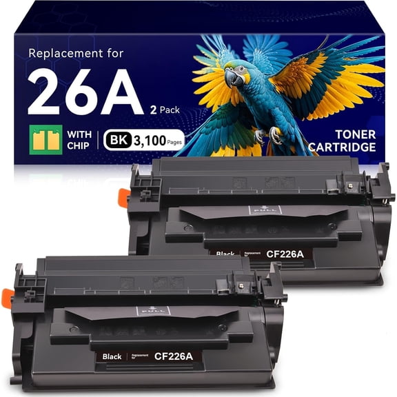 Compatible 26A Toner Cartridge Replacement for HP 26A 26X CF226A CF226X Toner Cartridge|Compatible for HP LaserJet Pro M402dn, M402dne, M402dw, M402n,MFP M426fdn, M426fdw Printer (Black, 2-Pack)