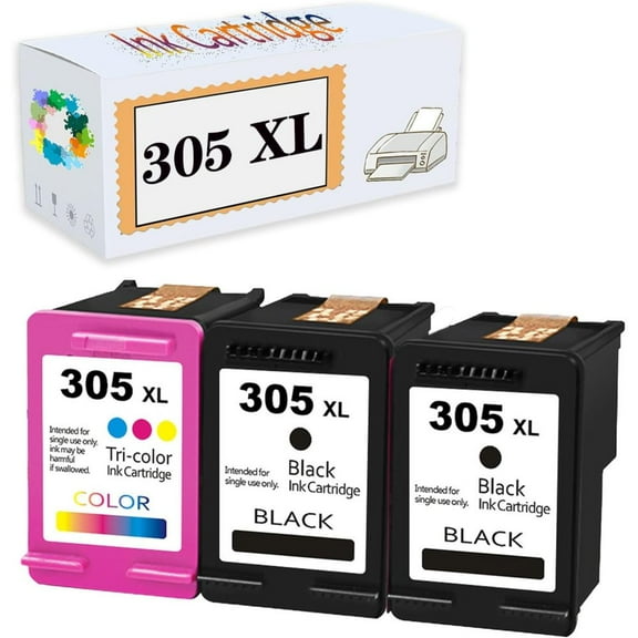 Compatible 305 XL Ink Cartridges Replacement for HP DeskJet 2710 2720 Series DeskJet Plus 4110 4120 4130 Series Envy 6010 6020 6030 Series Envy Pro 6420 6430 Series 2 Black 1 Color