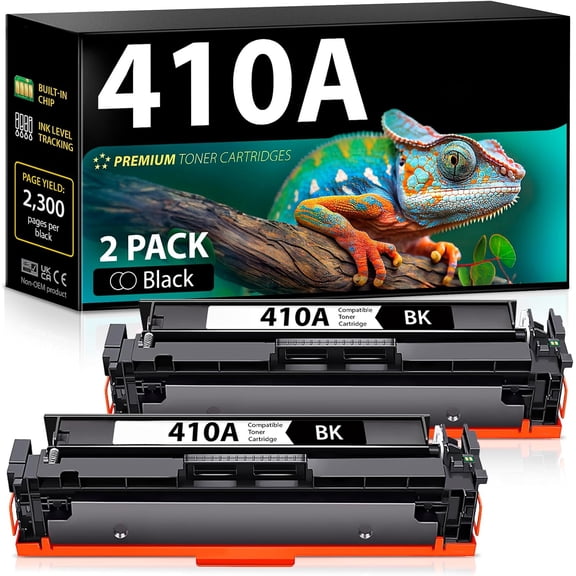 Compatible 410A Toner Cartridge 2 Black Combo Replacement for HP 410A HP 410X CF410A CF411A CF412A CF413A to use with Color LaserJet Pro MFP M477fnw M452nw M452dn M477fdw M477fdn M452dw