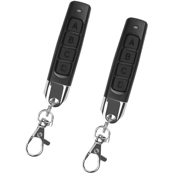Compatible 433MHz Universal 4-Button Cloning Remote Control Key Fob, 2 Pack, for Garage Door, Gate Opener, Access Control System