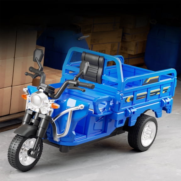 Realistic Freight Tricycle Model 5.5 Inches Miniature Toy Vehicle Desktop Decor Gift For Boys Eco-Friendly Plastic Stress Relief Easter Welcome Spring