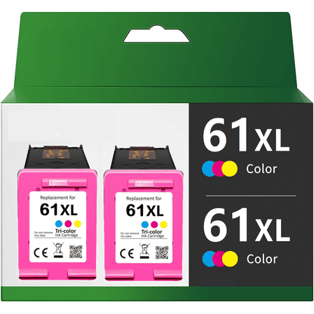 Compatible 61XL 61 XL Color High Yield Ink Cartridge Replacement for HP Envy 4500 5530 5534 5535 Deskjet 1000 1056 1010 1510 1512 2540 3050 3050A Officejet 2620 Printer - 2 Pack