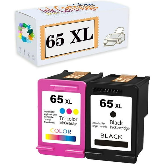 Compatible 65 XL Ink Cartridges Replacement for HP AMP 100 120 125 130 Deskjet 2620 2621 2622 2623 2624 2625 2628 2630 2632 2633 2634 2652 2655 3720 3721 3722 3724 3 2 Black 1 Color