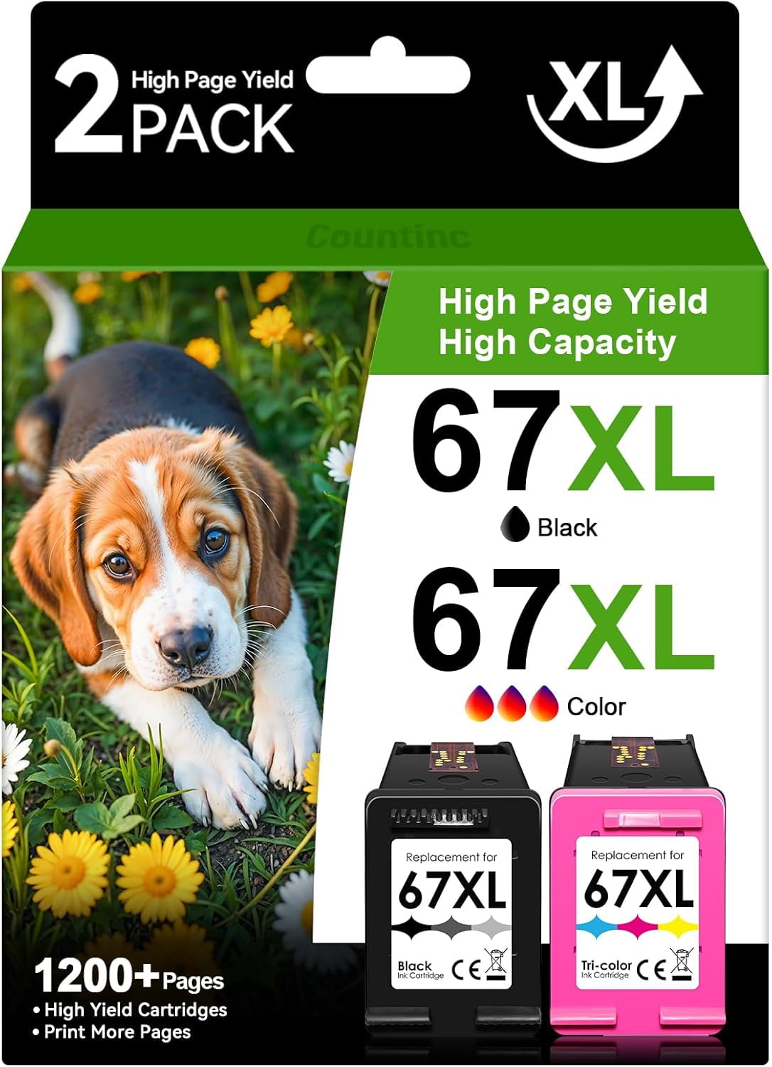67XL Ink Cartridge 1 Pack Black Replacement For HP DeskJet 2700 2700e Envy 6055e 6455e 6400
