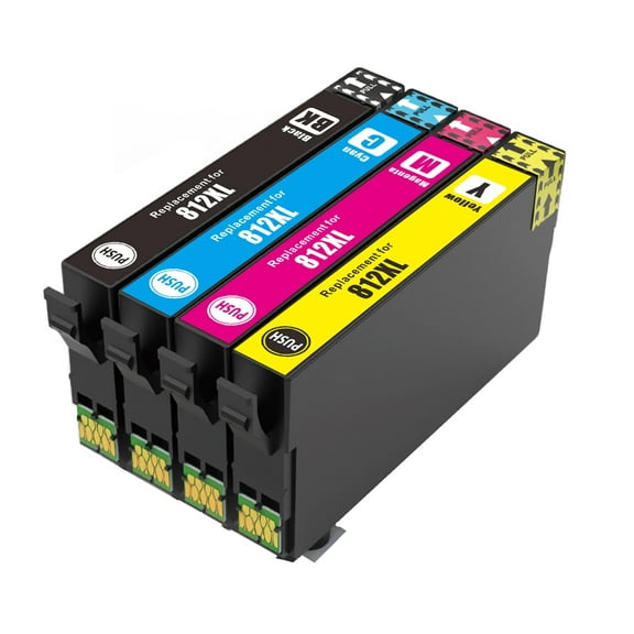 Compatible 812XL Ink Cartridges Combo Pack for T812XL T812 812 XL Replacement Ink Cartridges work with Workforce WF-7840, WF-7820, WF-7310, EC-C7000 Printer Models (4 Pack)